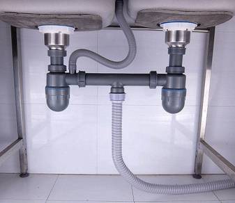 Double Bowl Kitchen Sink Drain Pipe Outlet Set