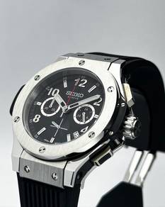 Custom Seiko Mod 44mm Silver Big Bang Quartz Chron
