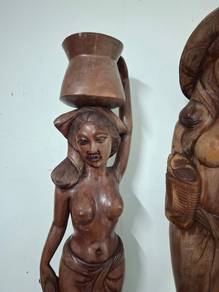 Hand-Carved Solid Wood Figure Sculpture