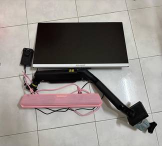 Monitor + Monitor Arm + Pink Speaker Set
