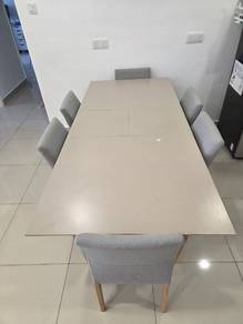 Modern Expandable Dining Table Set with 6 Chairs
