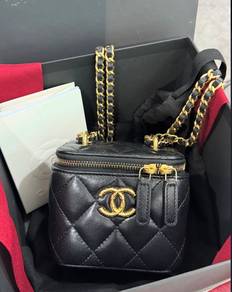 Authentic Chanel Vanity Black with Big CC Logo