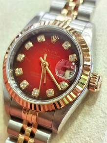 Pre Owned Ladies Rolex Datejust 69173 Red Vignette