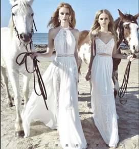White boho beach wedding gown prom dress RBP1412