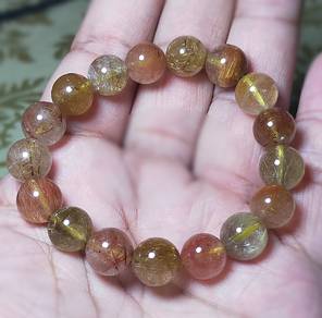 9.5Mm Red and Golden Rutilated Bracelet 25g