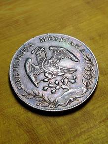 Antique republica mexicona eagle silver coin 