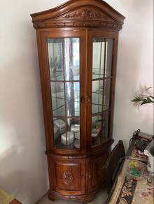 Solid Wood Display Cabinet Corner Think Glass