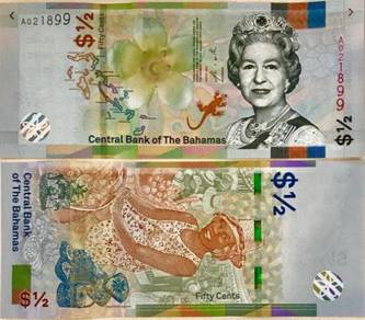 Bahamas 1/2 dollars 2019 p new design qe ii unc