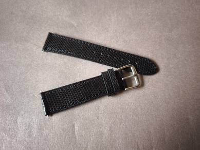 Black Genuine Lizard Skin Leather Watch Strap