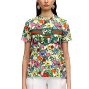 Gucci Flora Pop Print Jersey T-shirt W/logo