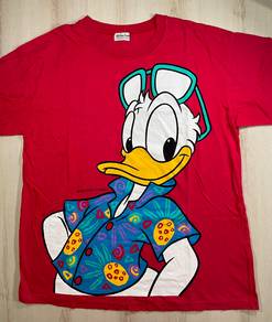 Mickey Family Vintage Donald Duck Red Tee #CJ Used