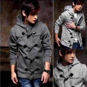 A0371 ZiPPER HORN BUTTON HOODIES JACKET SWEATER