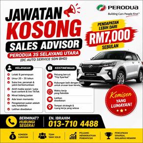 Sales Advisor Perodua I Gaji RM7K++ I Full Time