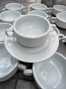 Ceramic mushroom soup bowl & plate