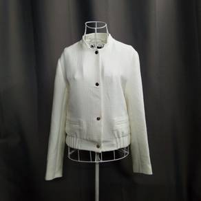 Zara Basic Snap Button Ivory Texture Coat