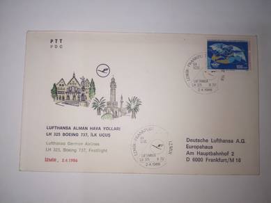 FDC Stamp Turkiye 1986 Lufthansa Firstflight