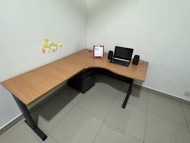 L shape large office table with drawer