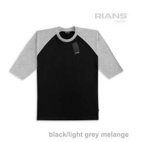 T-shirt raglan black - light grey melange
