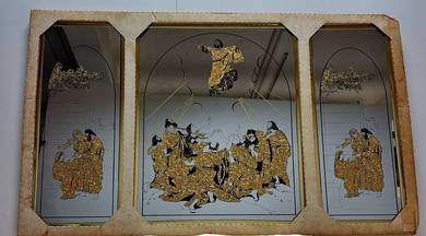 Vintage Triptych Religious Etched Mirror Wall Art
