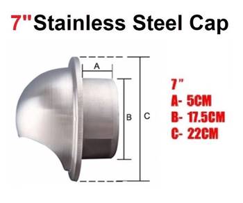 Ducting Stainless Steel Cap 7 inches (NEW)