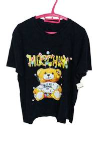89.Moschino Teddy Bear Christmas Lights Black T-Sh