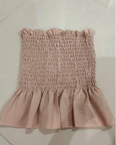 Light orange off shoulder stretchy top