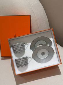 Hermes Mosaique Au 24 Platinum Tea Cup And Saucer