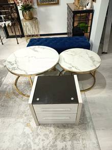 meja kopi Bulat 1set/Storage Bench/Side Cabinet 