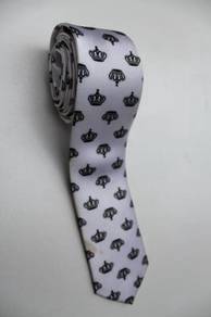 SLIM King Crown Shape WHITE Top Quality Neck Tie