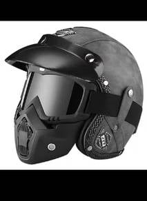 Leather Helmet Retro Gray Color 