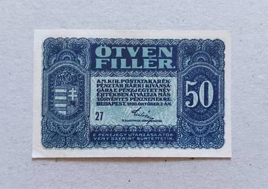 Hungary 50 Filler Banknote 1920 - Pick 44  AU