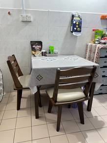 Set Meja Makan Solid Wood + 2 Kerusi