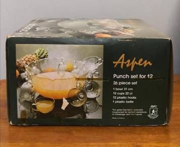 Vintage Arcoroc Aspen punch bowl set