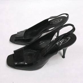 Tod's Patent Leather Open Toe Sling Back Pumps