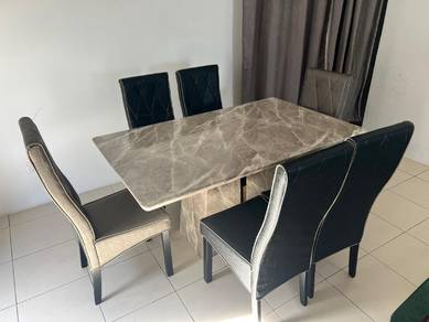 Meja makan marble 6 kerusi jualan pindah rumah