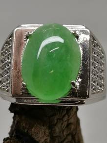 Hijau Buah Ais 100% Jadeit Burma Asli Type A