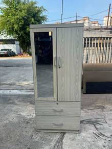 6ft Almari Baju Cermin 2 Door Wardrobe Drawer