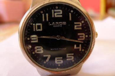 Laros Large Round Black Dial Watch