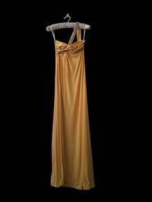 Twisted Front Asymmetrical Neck Gown Evening Dress