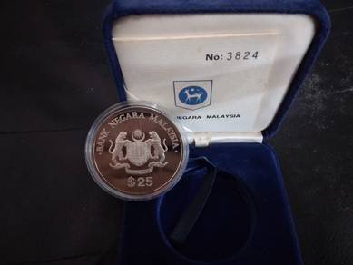 Malaysia  RMK 5 single SILVER proof coin 1986