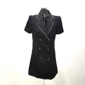 YSL Saint Laurent Black Double Breasted Dress