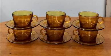Vereco France amber cup saucer 6