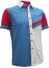 Kemeja Korporat F1 Lelaki FC897 CYAN RED WHITE