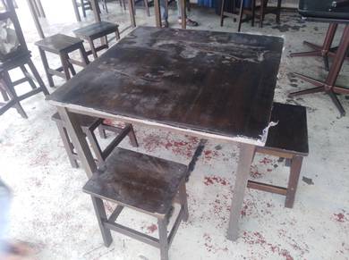 Wooden Square Table wt Stool TA460