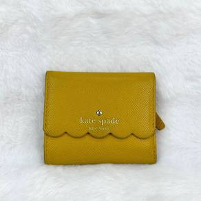 Kate Spade yelow scalloped pebbled leather wallet