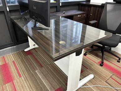 L Shape Office Table with drawers and glass top