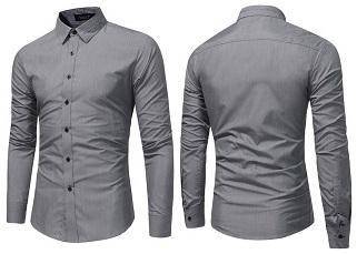 0514 Grey Formal Work Business Long-Sleeved Shirt