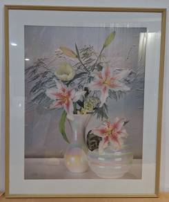 Framed Art Print - Lilies in Iridescent Vases