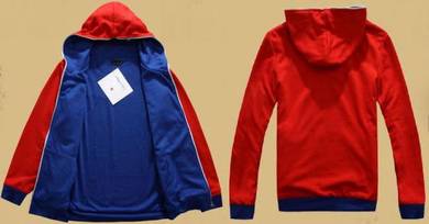Red Blue Full Head Zip-Up Hoodie Sweater Jacket