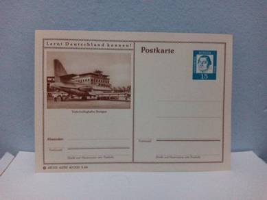 Vintage Germany Postal Card, Airport, Airplanes